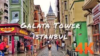 4K istanbul Galata Tower | Walking tour in beyoğlu istanbul .Turkey