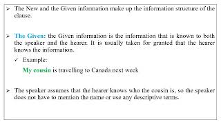 Discourse Analysis - Lesson 10 - Information Structure and Thematic Structure