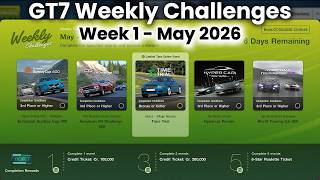 GT7 Weekly Challenges May 2026 Week 1 +Tunes/Car Setup Earn 1.2m Credits Gran Turismo 7 on PS5