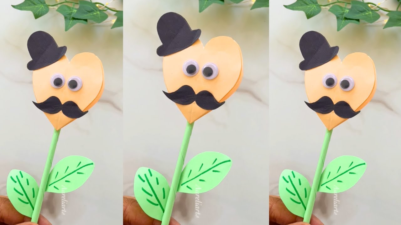 Father's Day Paper Craft | Heart Flower With Googly Eyes DIY