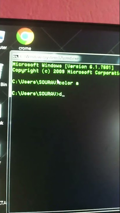 WIN   R = cmd = color a = dir/s = enter