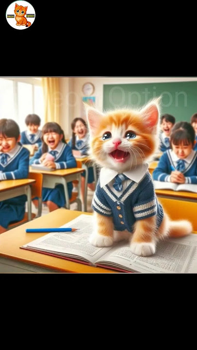 When kitty goes to school #shorts #cat #funny #cute #kitten #meowoption #aicat