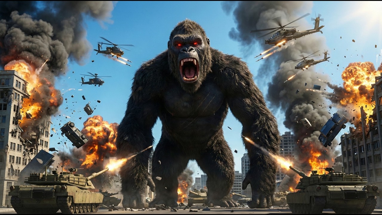 Epic Battle: King Kong Saves His Love from the Army 🦍 | Massive City Fight | Kong Movie Part 2