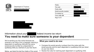How to understand your CP87A Notice (IRS needs you to verify the SSN of a dependent you claimed)