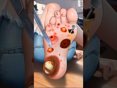 ASMR Foot Treatment 2d Animation Pimple & Blackhead Removal | Relaxing Worm Treatment