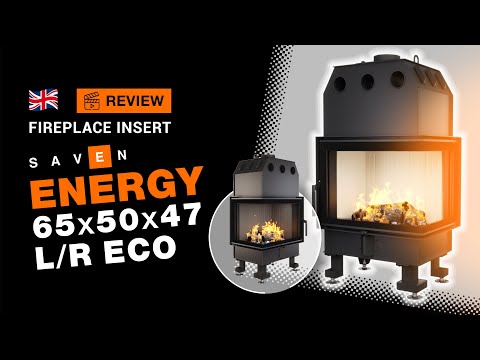 Камінні топки повітряні SAVEN Камін з топкою для дому Energy Вбудована камінна топка Black 19,0 кВт, видео 6