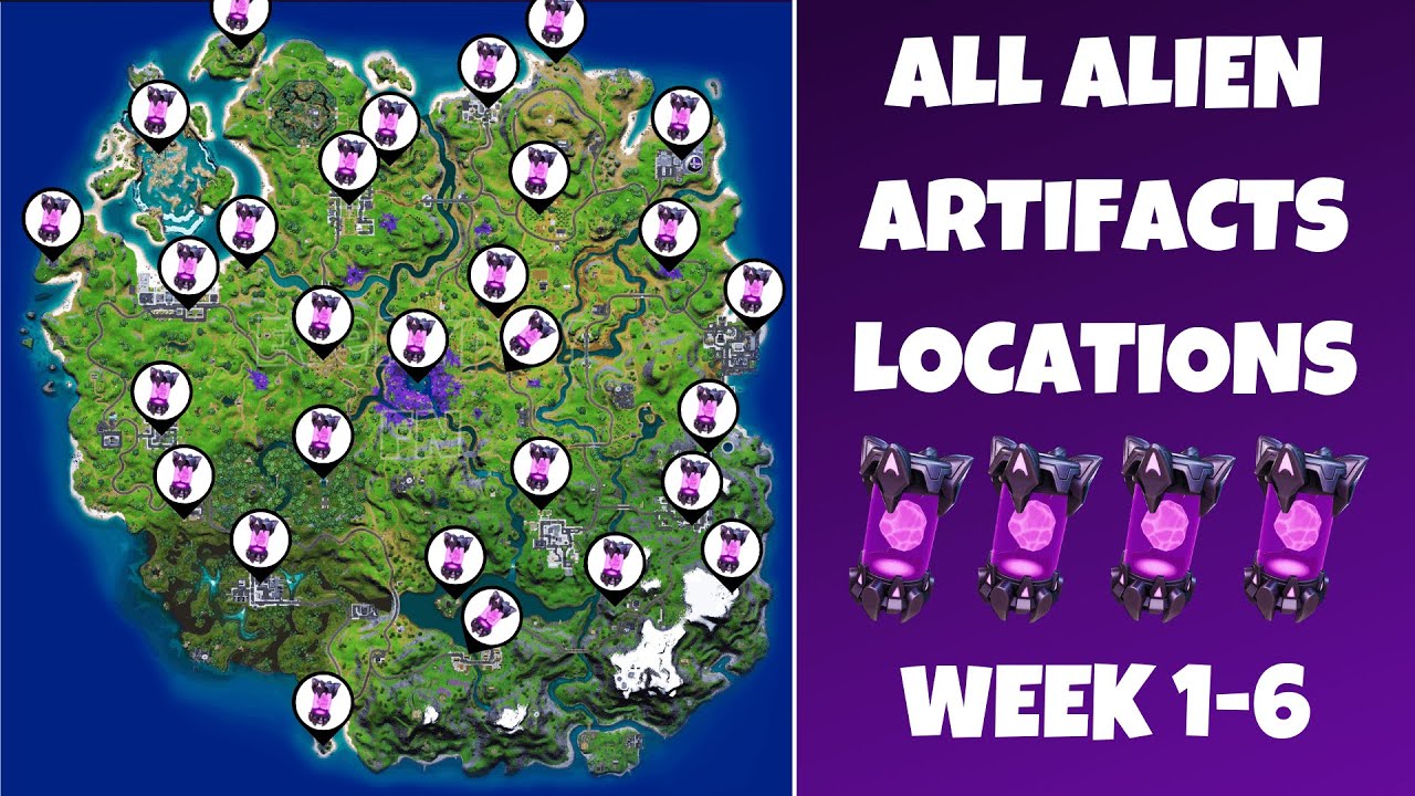Fortnite All 29 Alien Artifacts Locations Guide Week 1 6 Youtube