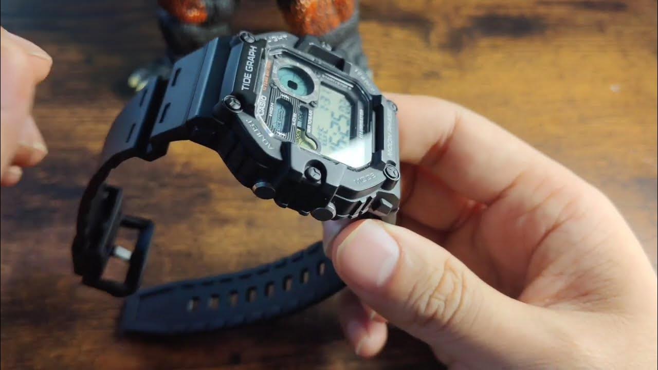 WS1700H review casio alarm setting WS1700H1AV moon phase tide graph