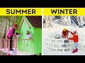 SUMMER HOUSE VS. WINTER HOUSE || Huge Crafts