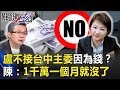 盧秀燕不接台中主委因為「錢」？ 陳東豪：選總統1千萬一個月就沒了！【關鍵時刻】20190822-2 陳東豪 康仁俊 李正皓 黃世聰 楊實秋