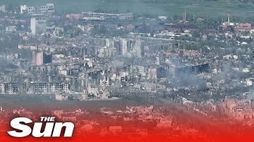 Military drone shows shell exploding in Bakhmut as conflict intensifies