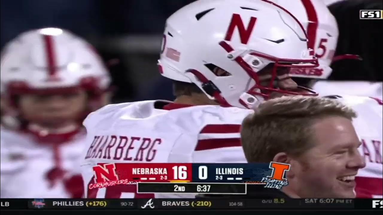 Heinrich Haarberg Rushing Touchdown Nebraska Husker Football vs Illinois 10/6/23 huskers 