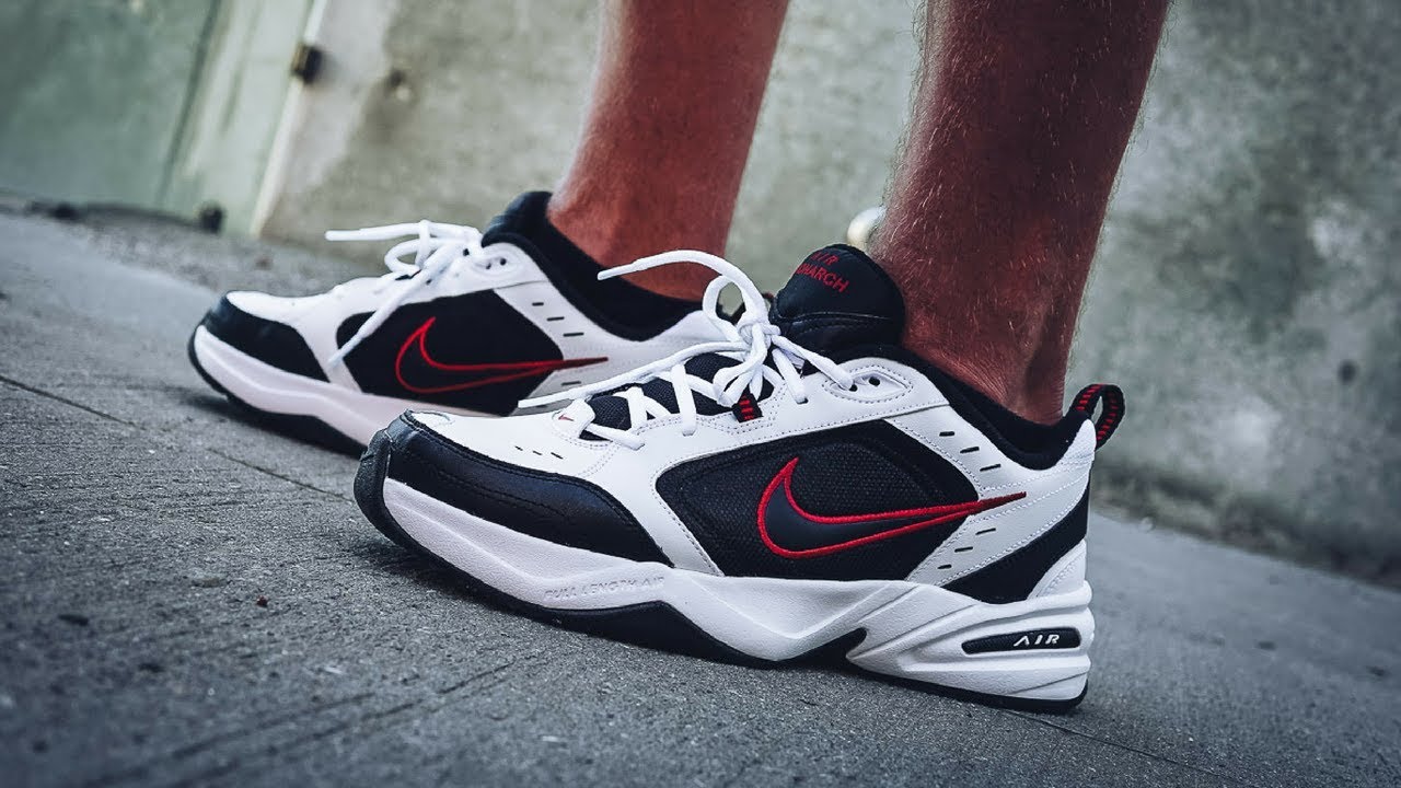 nike air monarch red and black