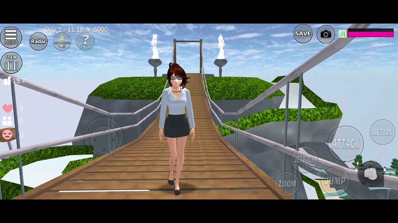 Sakura school simulator Rina Tamaki with friend enjoying😊