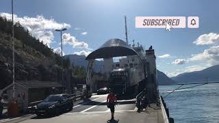 Fjord Ferry transferring cars in Hardanger fjord in Norway