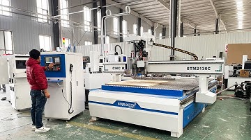 Linear ATC CNC Wood Router for Cabinet Making with Automatic Tool Changer and Boring & Drilling Head