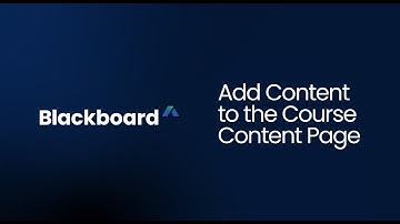 Add content to the Course Content Page in Blackboard