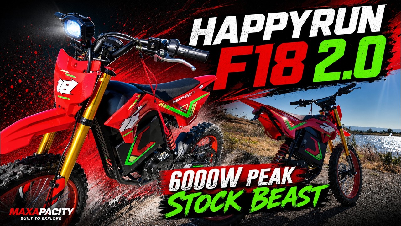 Watch MAXAPACITY review HappyRun F18 2.0 Mid-Drive Electric Dirt Bike on YouTube.