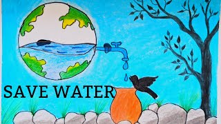 Save water save life poster drawing [2022]|save nature Drawing easy