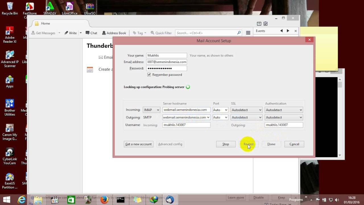 Setting email di Thunderbird (Outlook) - YouTube