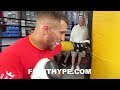 VASYL LOMACHENKO LIGHTS UP HEAVY BAG W/ POWERFUL, PERFECT PUNCHES; CRACKING LIKE MAN TWICE HIS SIZE