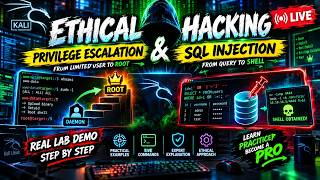 Privilege Escalation + SQL Injection — Ethical Hacking Live 🔴 Class (LAB Explained)