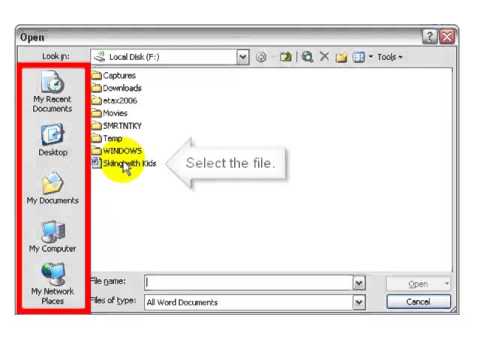 Opening An Existing File Microsoft Word 2003 - YouTube