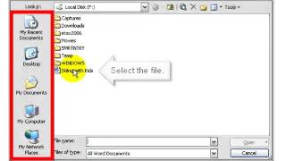 Opening An Existing File Microsoft Word 2003