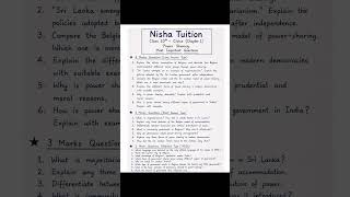 Nisha Gagat #class 10th civics ch1 #power sharing #important questions 🔥🔥
