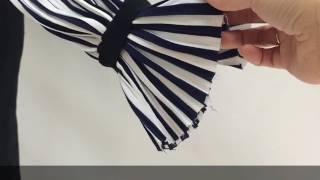 【a la mode(アラモード)】ストライプのプリーツスリーブ　スリムワンピース　F