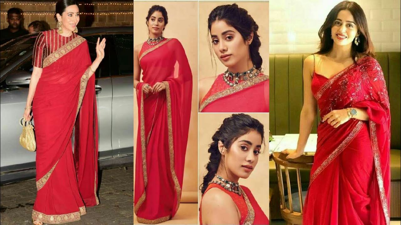 red saree look for party