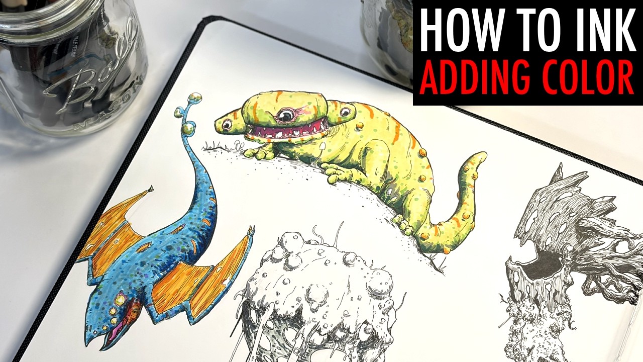 String Leveling With Ink Ink Technique: Color and Brush Pens (Layering Tutorial) - YouTube