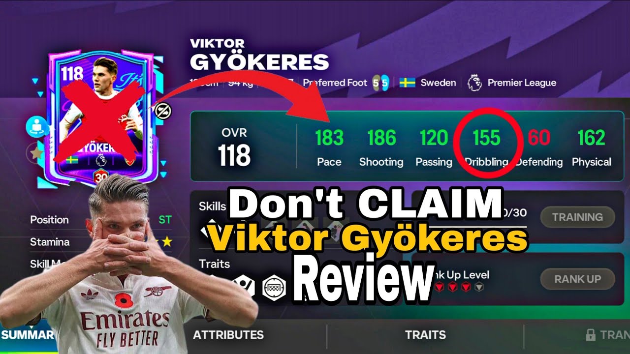 118ovr ST Viktor Gyökeres REVIEW Don't CLAIM 🤯☠️Best ST in Fc mobie?😱