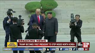 Donald Trump becomes 1st sitting U.S. president to enter North Korea