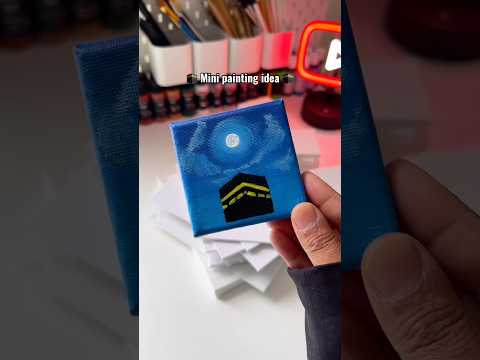 Makkah in moonlight 🕋🌙 mini painting idea easy art for beginners #art #artshorts