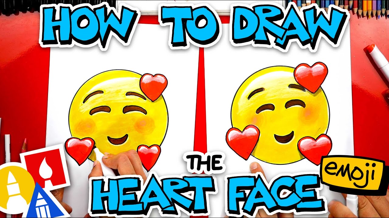 ⁣How To Draw The Heart Face Emoji 🥰