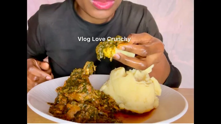 Most delicious spicy spinach soup with fufu (Poundo) No talking.