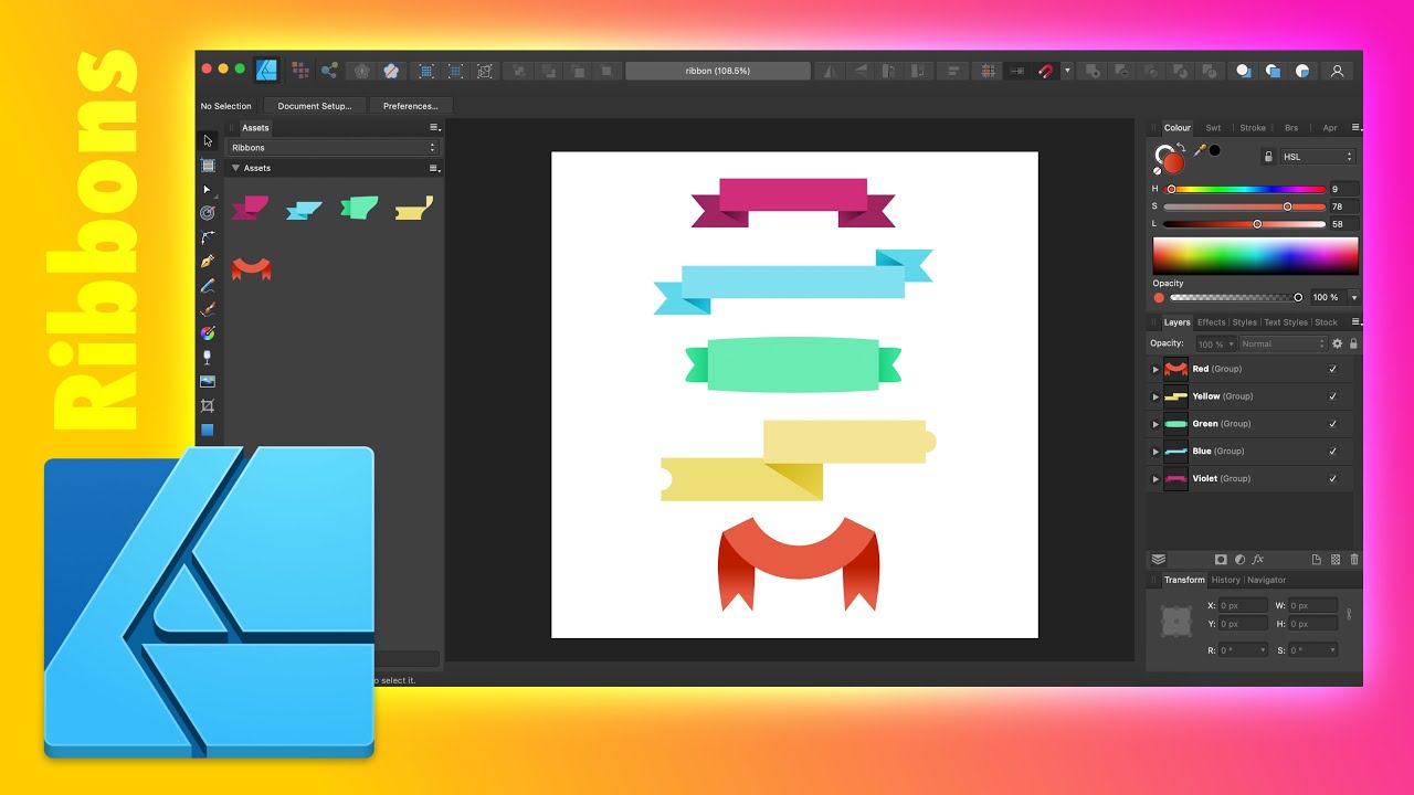How to draw vector ribbons in Affinity Designer - Free download - YouTube