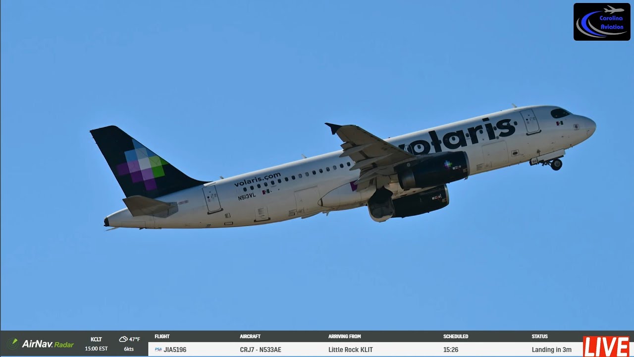 🔴LIVE 4K WINDY PLANE SPOTTING FROM: CLT CHARLOTTE DOUGLAS INT🔴