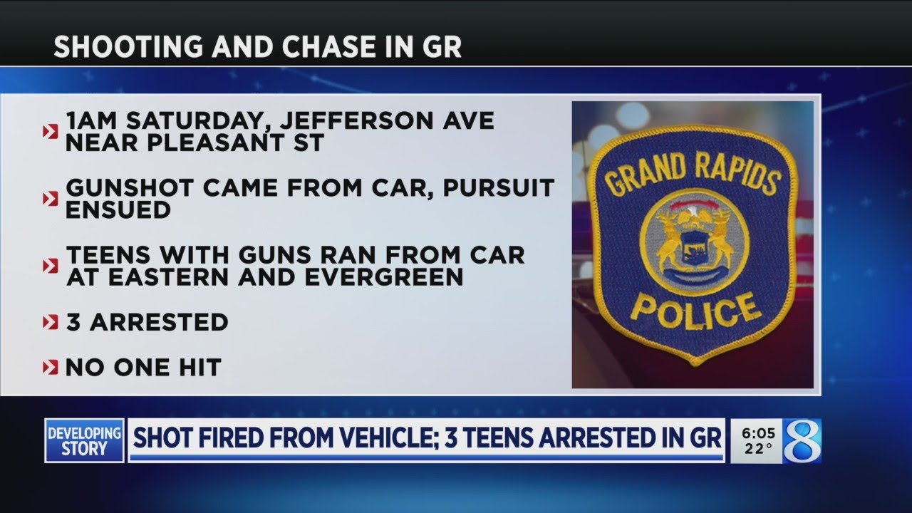Shot fired from vehicle, 3 teens arrested after pursuit in GR - YouTube