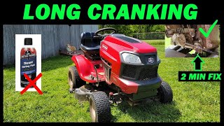 RIDING MOWER WON'T START WITHOUT STARTING FLUID? LONG CRANKING TIME? HOW TO FIX IT!