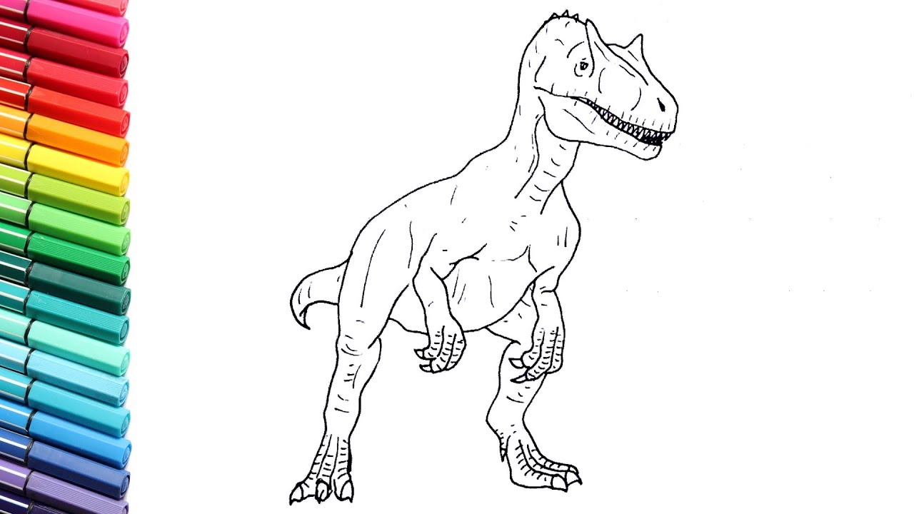 How to Draw Dinosaur the Allosaurus - Drawing and Coloring Jurassic