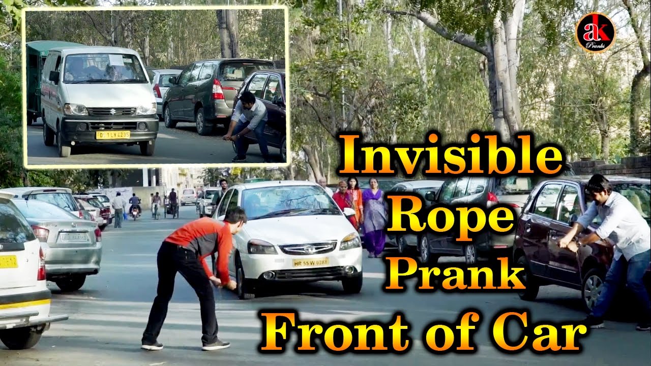 Funny Pranks Invisible Rope Prank Front Of Car Prank In India 2017
