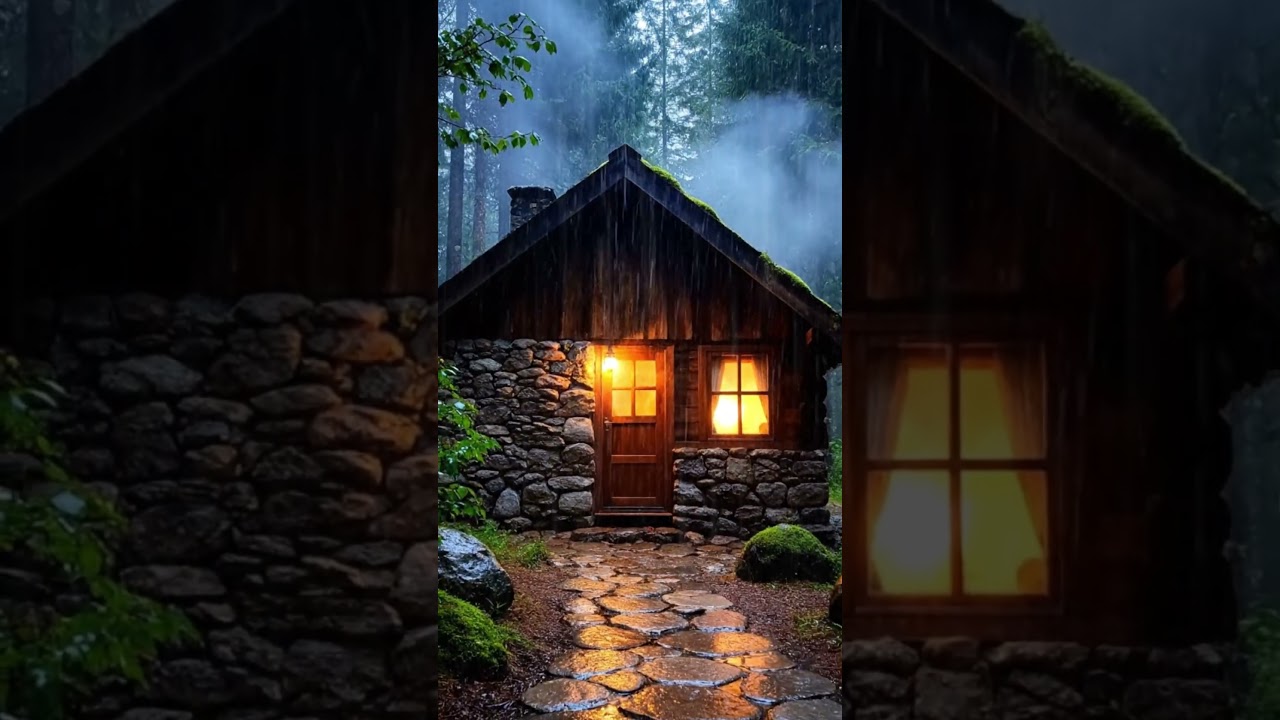 Thunderstorm Night in the Forest Cabin (NO MUSIC) | Deep Sleep Ambience