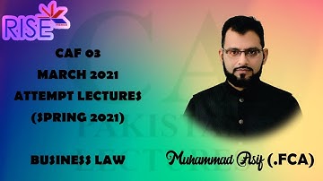CAF 03 SIR ASIF FROM RISE | LECTURE # 16 ​| UPDATED LECTURES MARCH 2021 |