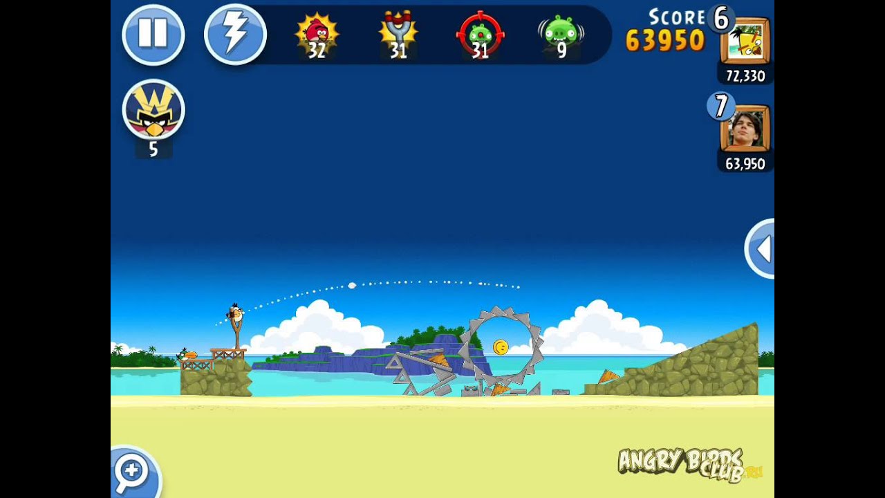 Турнир Angry Birds Friends Tournament Неделя 63 Уровень 4 от 29 июля 2013 - Прохождение на 3 Звезды