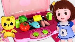 Baby Doli and mart shopping BBQ cooking by ToyPuddingTV 339,592 views 3 years ago 7 minutes, 45 seconds