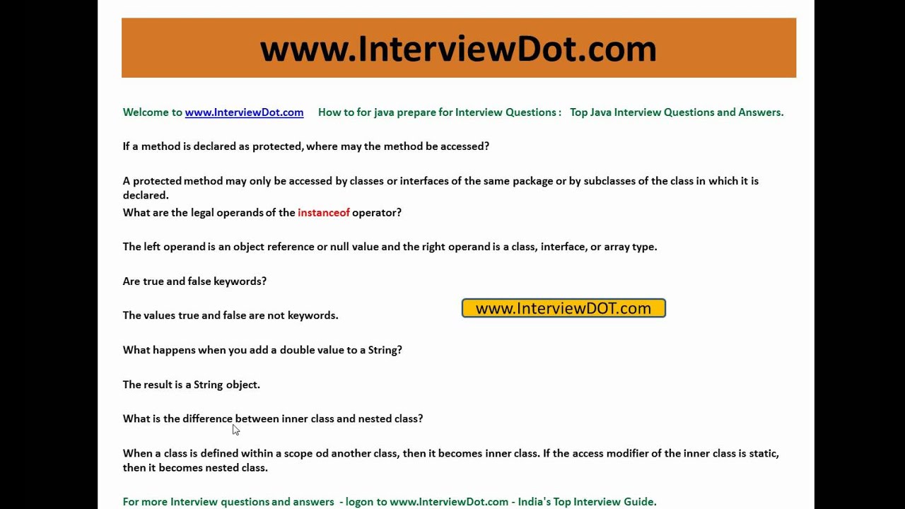 Top Core Java Interview Question and Answer Job Interview 16 - YouTube