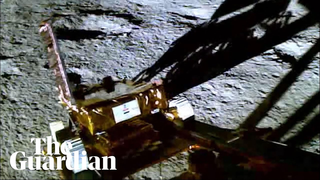 Video shows Indias lunar rover rolling onto moons surface
