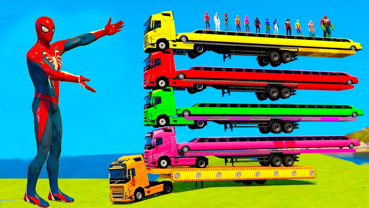 GTA5 online we in a mission to transport huge vehicles with spiderman team